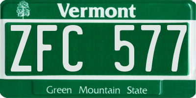 VT license plate ZFC577