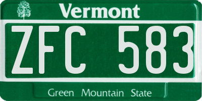 VT license plate ZFC583