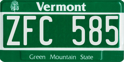 VT license plate ZFC585