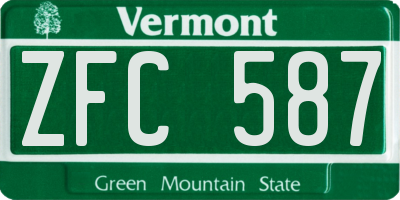 VT license plate ZFC587