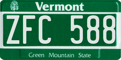 VT license plate ZFC588