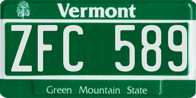 VT license plate ZFC589