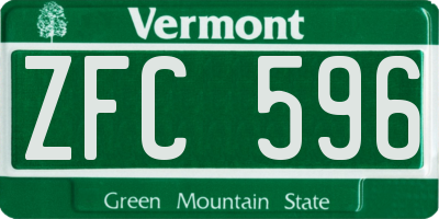 VT license plate ZFC596