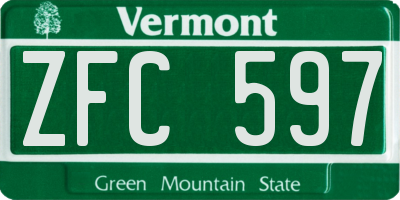 VT license plate ZFC597