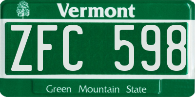 VT license plate ZFC598