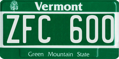 VT license plate ZFC600