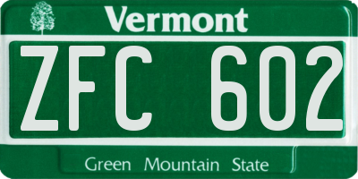 VT license plate ZFC602
