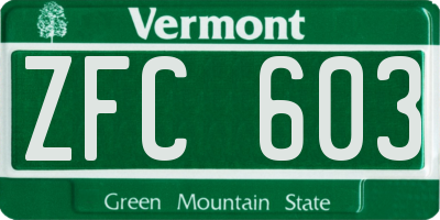 VT license plate ZFC603