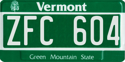 VT license plate ZFC604