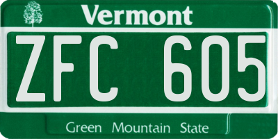 VT license plate ZFC605