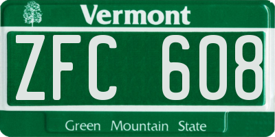 VT license plate ZFC608