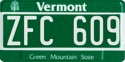 VT license plate ZFC609