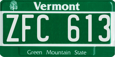 VT license plate ZFC613