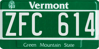 VT license plate ZFC614