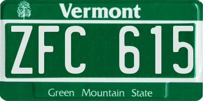 VT license plate ZFC615