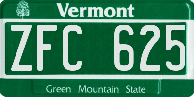 VT license plate ZFC625