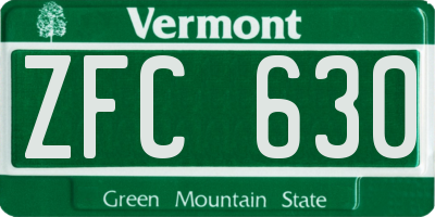 VT license plate ZFC630
