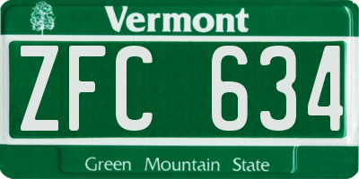 VT license plate ZFC634