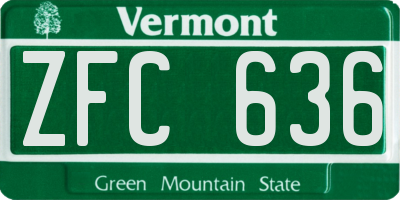 VT license plate ZFC636