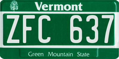 VT license plate ZFC637