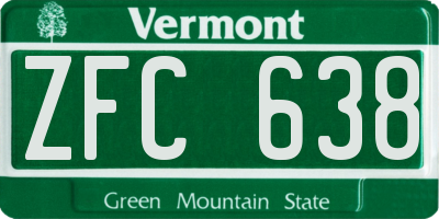 VT license plate ZFC638