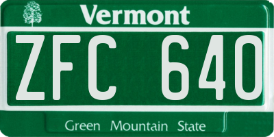 VT license plate ZFC640