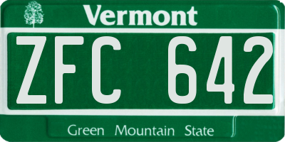 VT license plate ZFC642