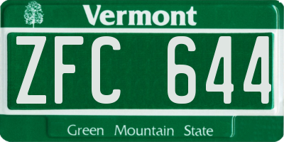 VT license plate ZFC644