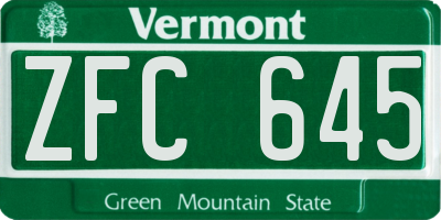 VT license plate ZFC645
