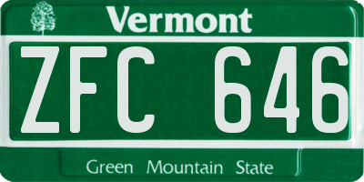 VT license plate ZFC646