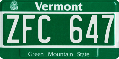 VT license plate ZFC647