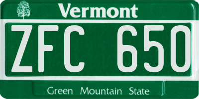 VT license plate ZFC650