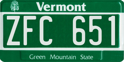 VT license plate ZFC651