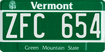 VT license plate ZFC654