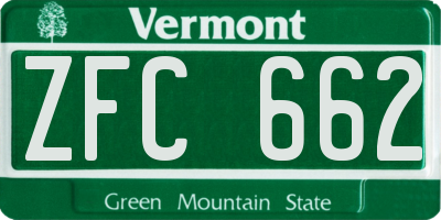 VT license plate ZFC662