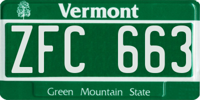 VT license plate ZFC663