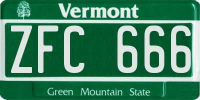 VT license plate ZFC666