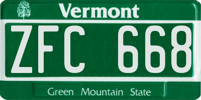 VT license plate ZFC668