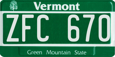VT license plate ZFC670