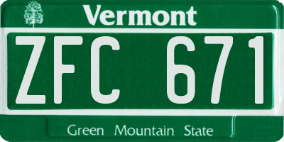 VT license plate ZFC671