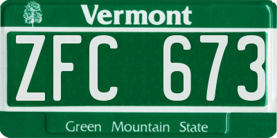 VT license plate ZFC673