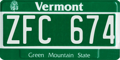 VT license plate ZFC674