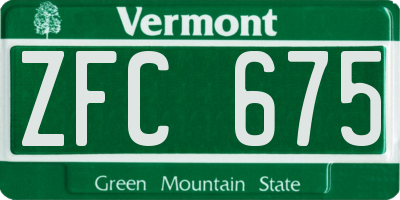 VT license plate ZFC675