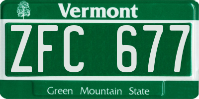 VT license plate ZFC677