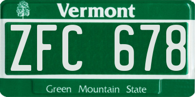 VT license plate ZFC678