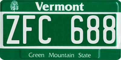 VT license plate ZFC688