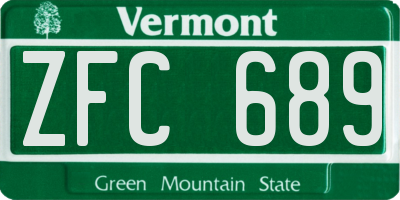 VT license plate ZFC689