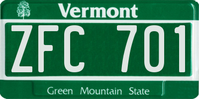 VT license plate ZFC701