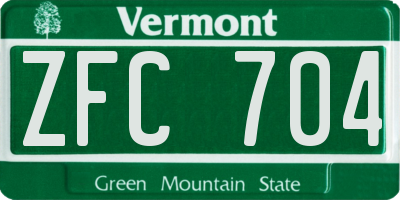 VT license plate ZFC704