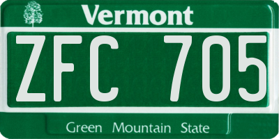 VT license plate ZFC705